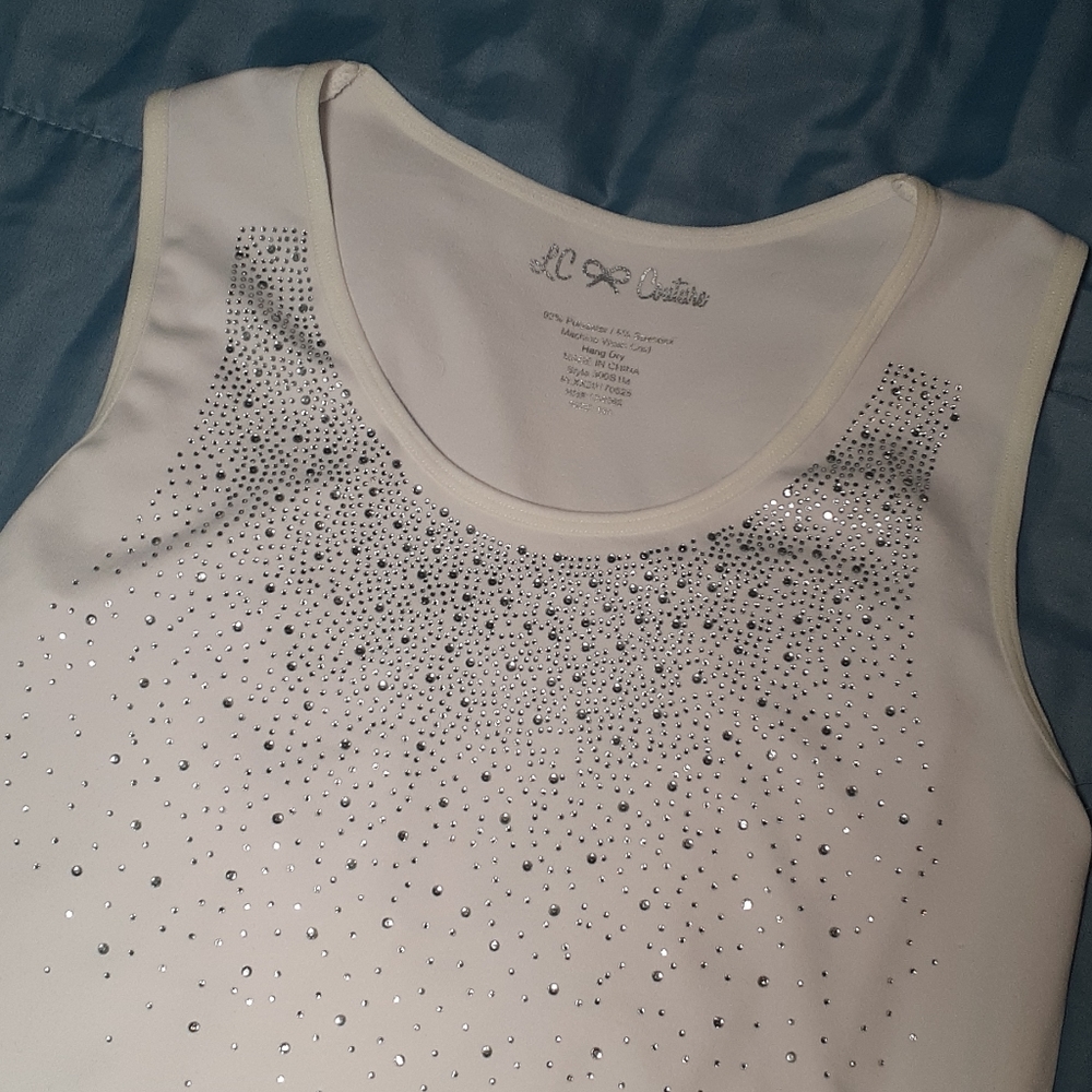 White Tank with silver rhinestones